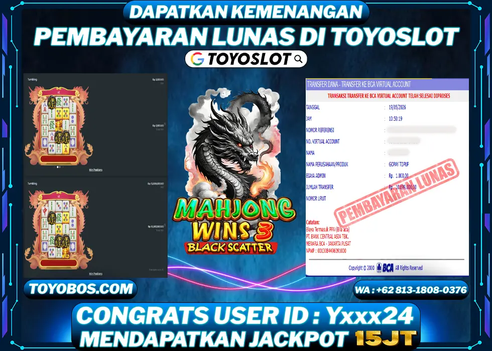 BUKTI KEMENANGAN Mahjong Wins 3 - Black Scatter Rp15,000,000- LUNAS